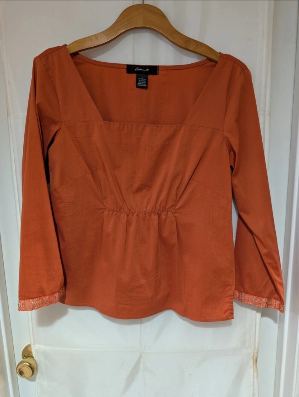 Vintage Arden B Y2K Terracotta Square Neck Empire Waist Top - Size L